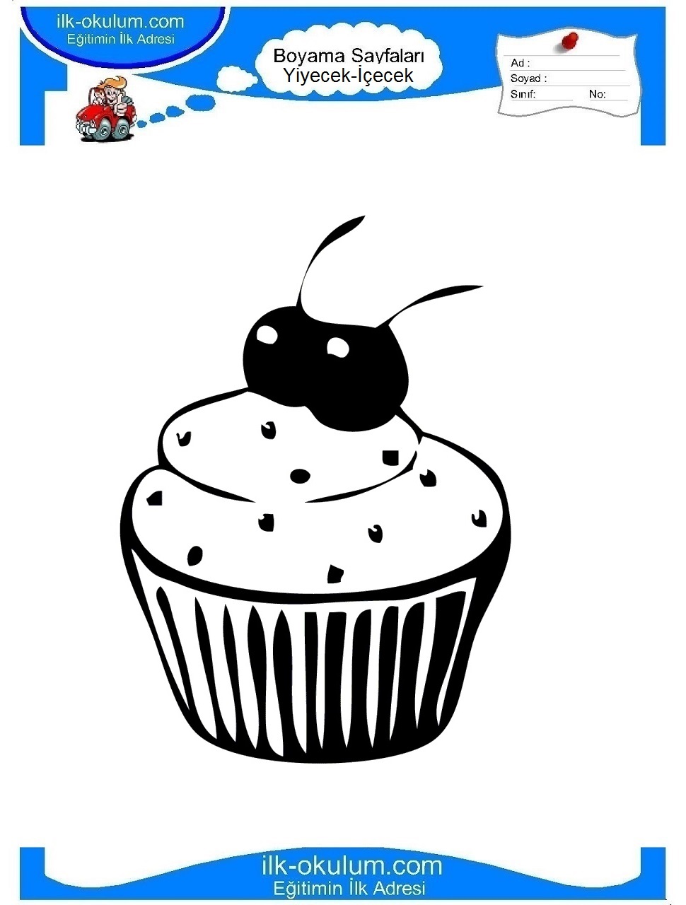 Çocuklar İçin Cupcake Boyama Sayfaları 